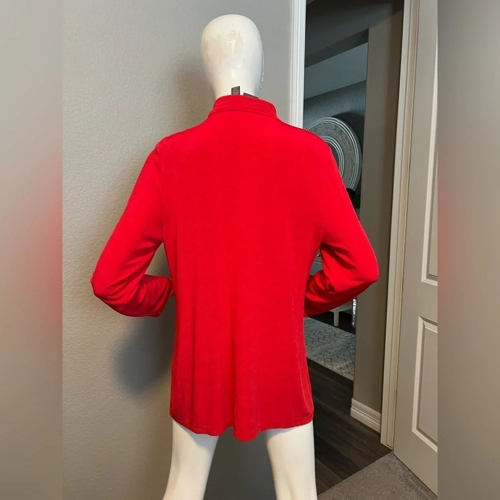 Chicos Ref Travelers Ruffled Front Zip Front Jacket Womens Size 2 (L)